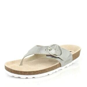 Mephisto Women's 38 US‎ 8 Sandal Natalina Platinum Metallic Leather Lightweight